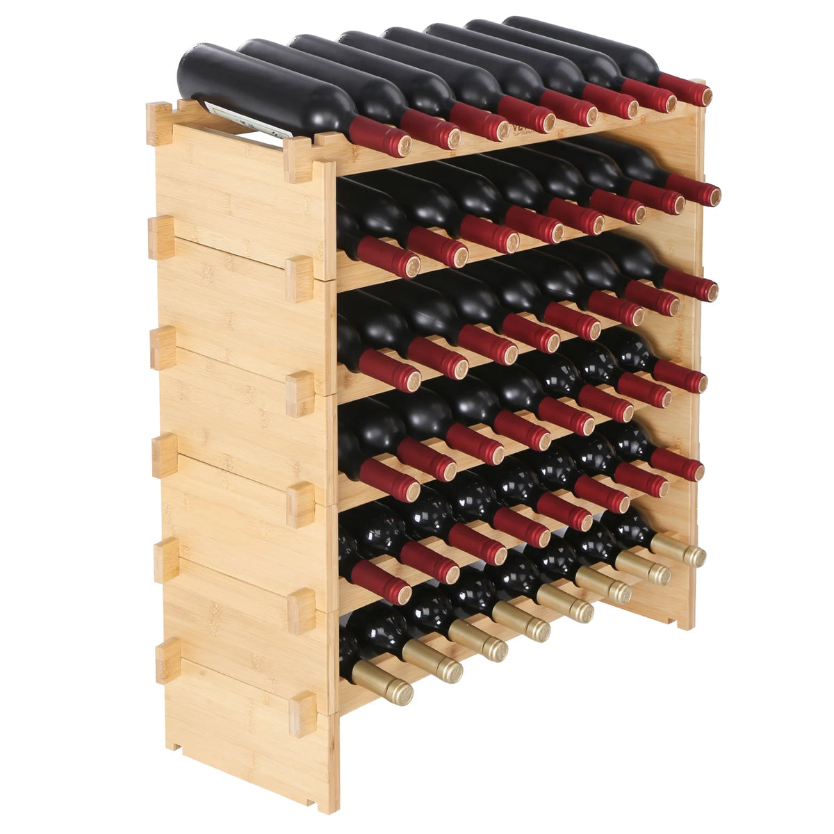 SucceBuy Stackable Bamboo Wine Rack for Stylish Home Storage