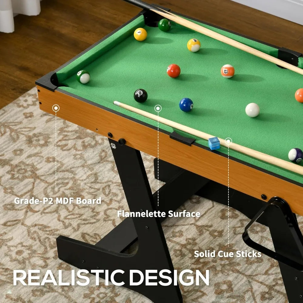 Soozier Foldable Billiards Table With Compact Pool Game Set