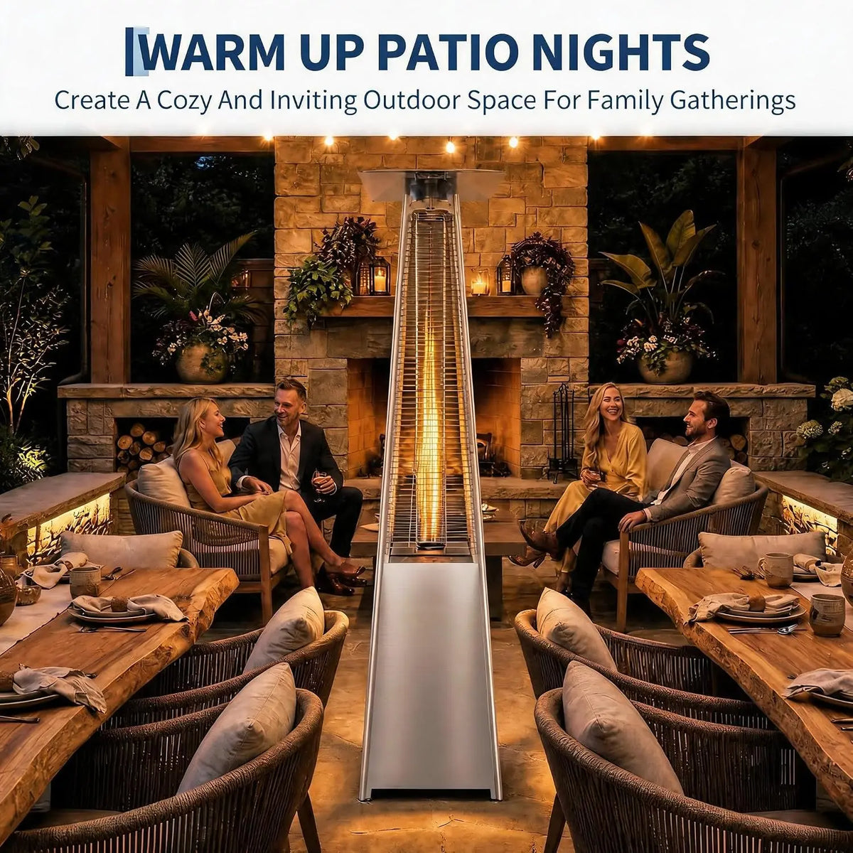 Propane Flame Tower Patio Heater for Outdoor Gatherings