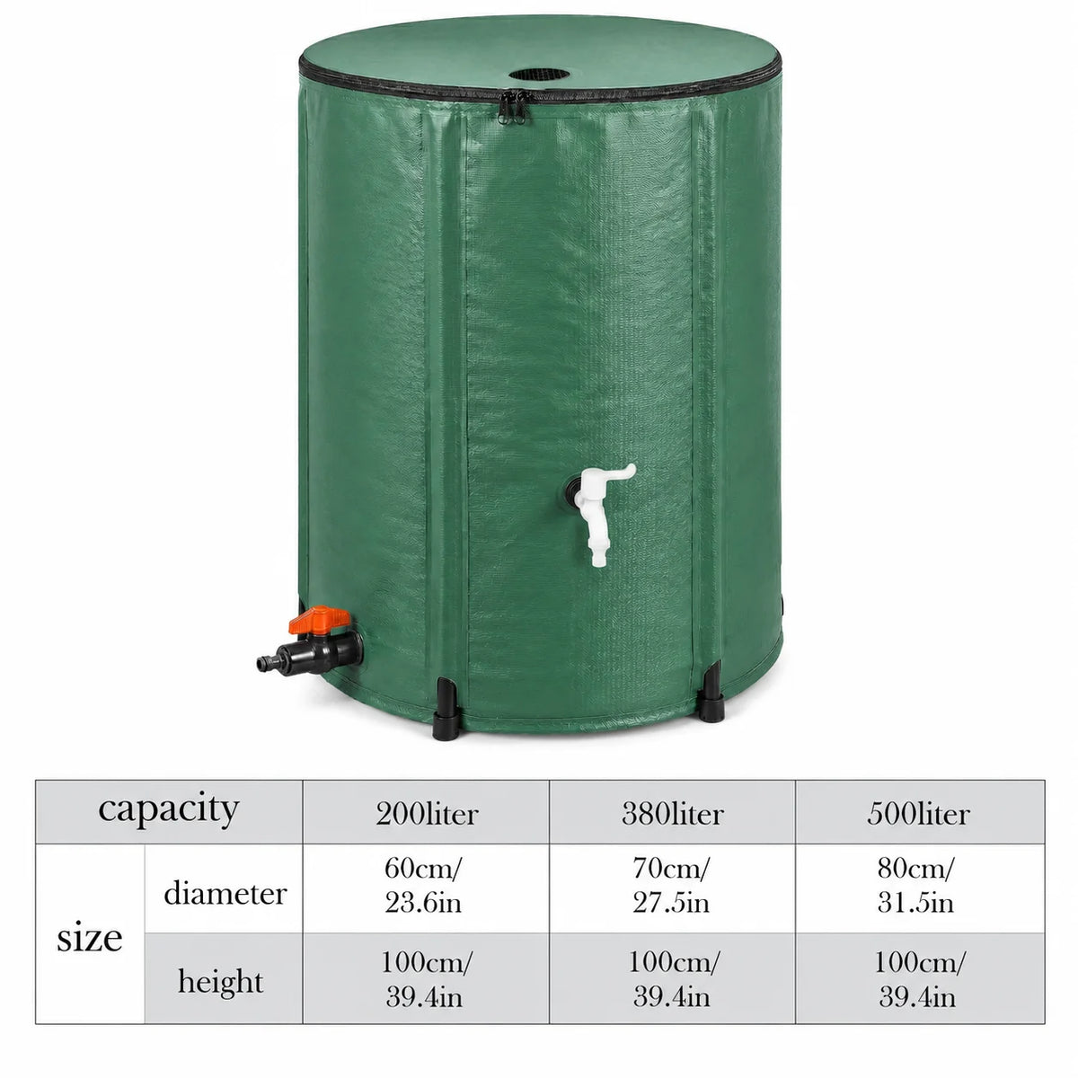 Collapsible Rain Barrel Water Collection Tank for Garden Irrigation