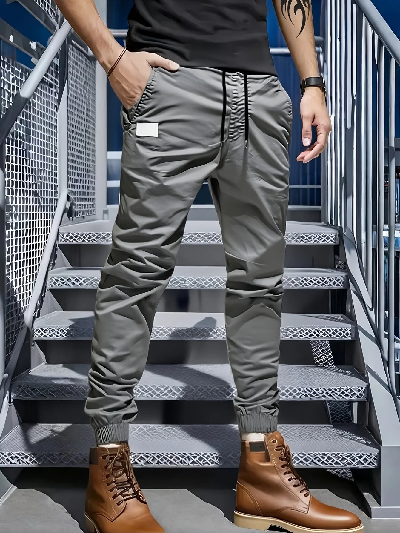 Winthunder Men Multi Pocket Regular Fit Workwear Casual Pants
