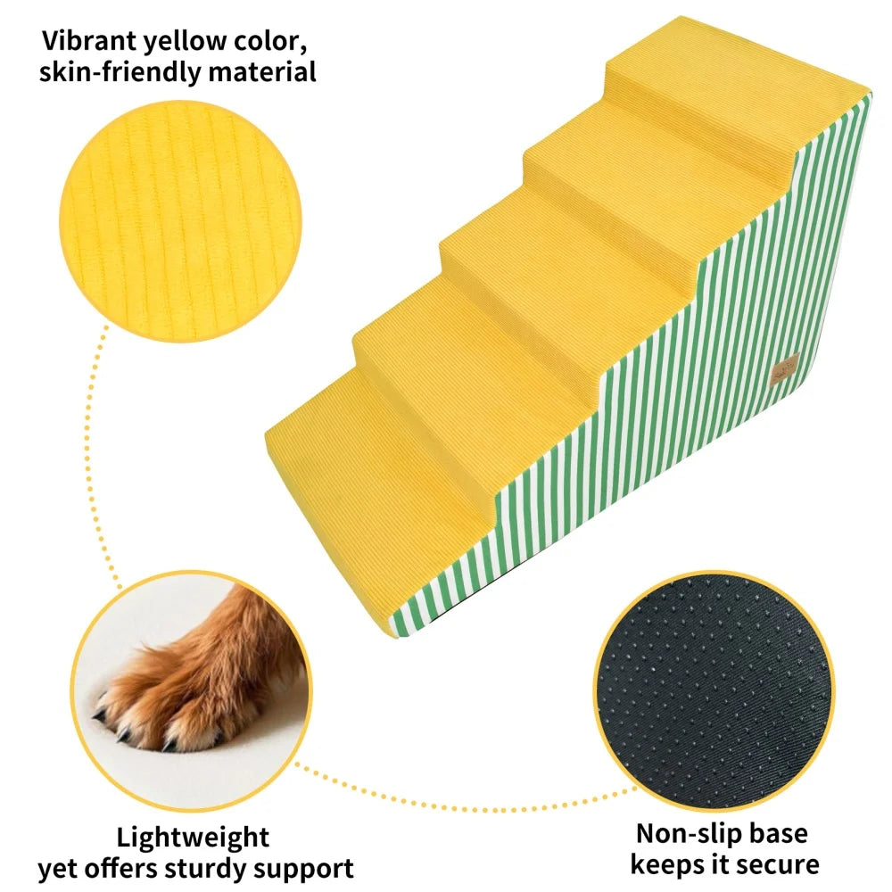 Foam Dog Stairs With Gentle Slope For Beds And Sofas