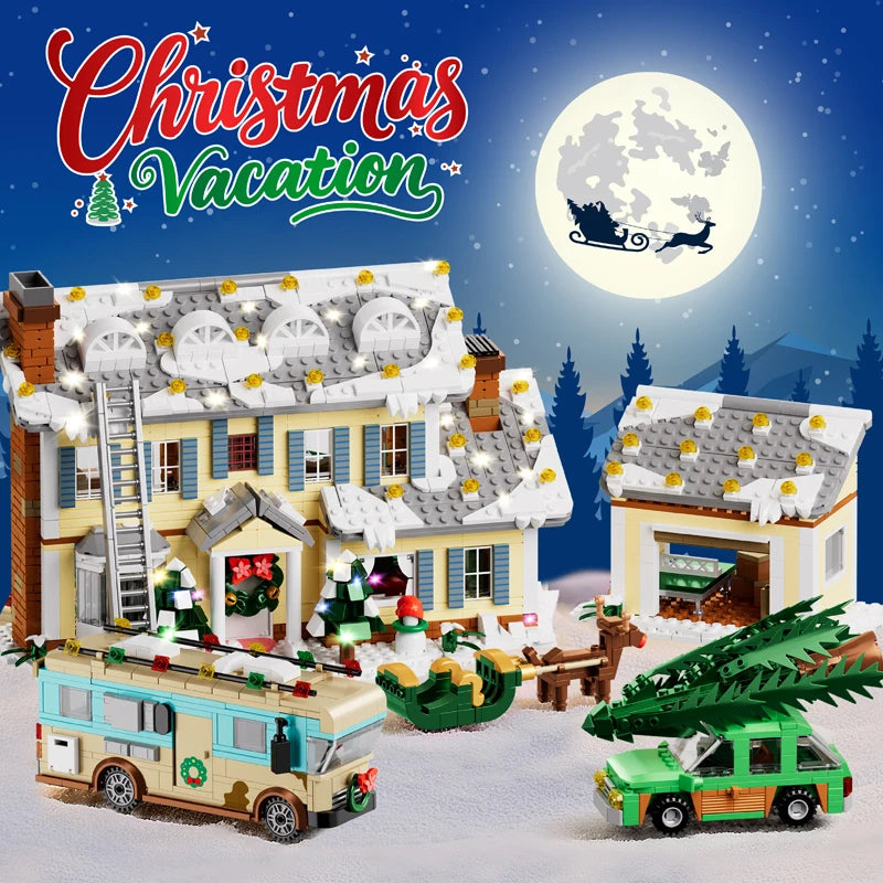 Classic Christmas Vacation House Building Block Kit With RV Garage