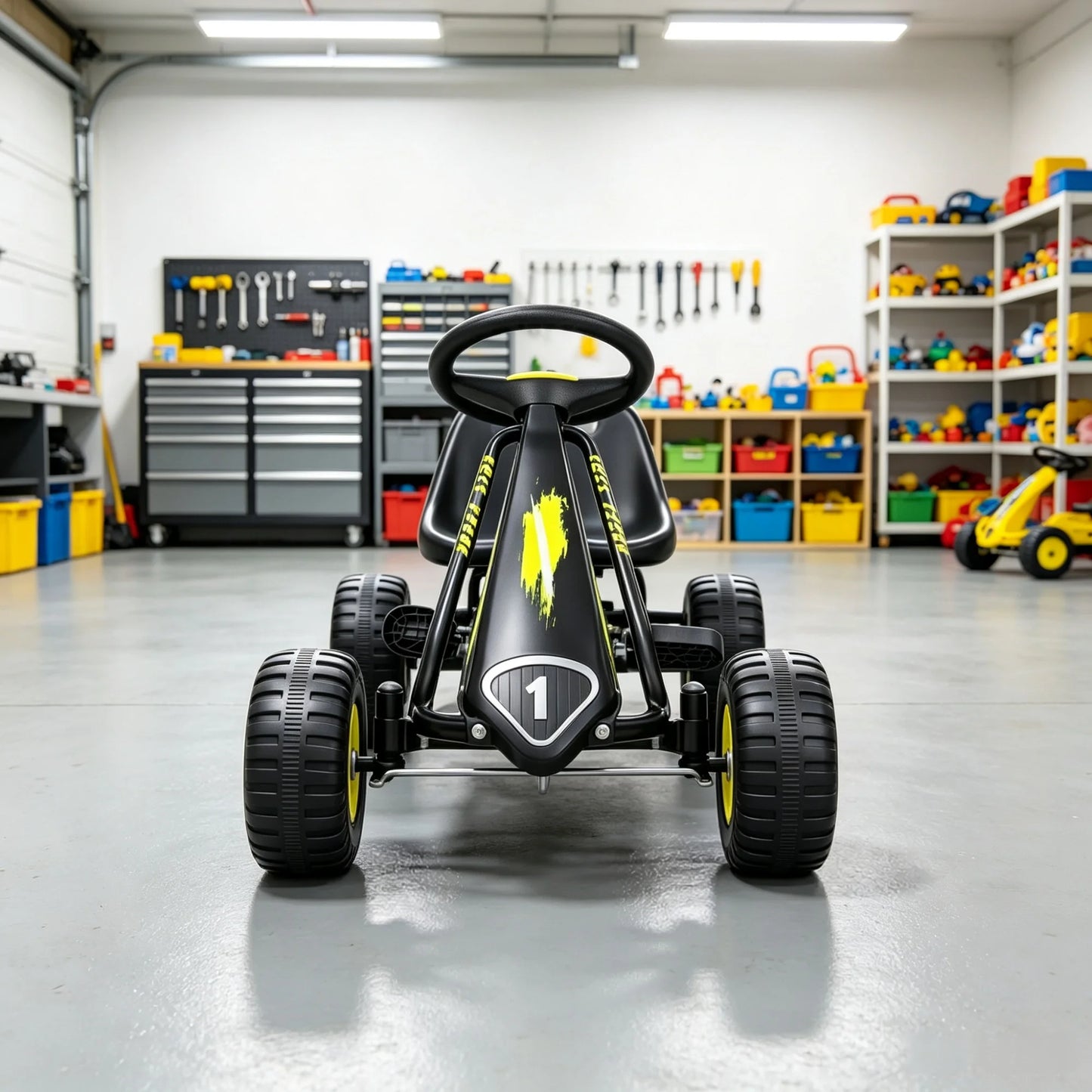 Kids Pedal Go Kart With Adjustable Seat And Padded Backrest