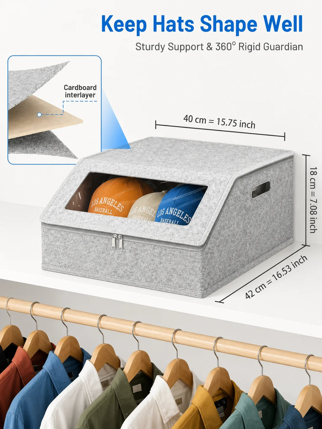 Transparent Baseball Cap Storage Box For Closet And Bedroom