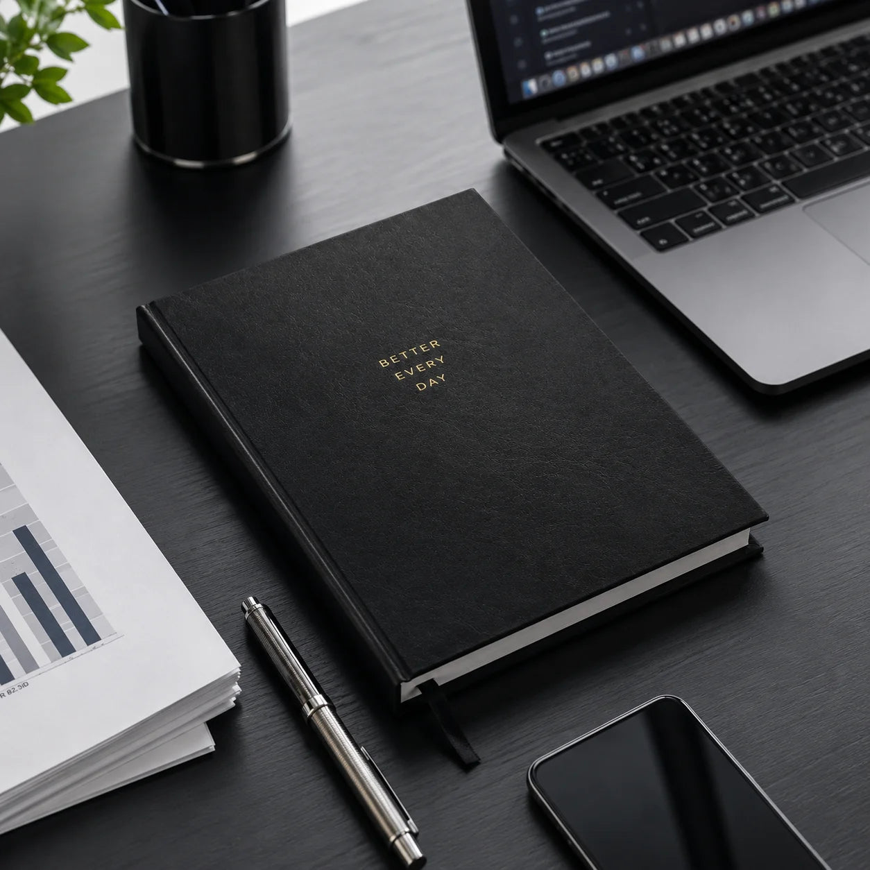 Hardcover Leather Daily Planner For Undated Productivity Journaling