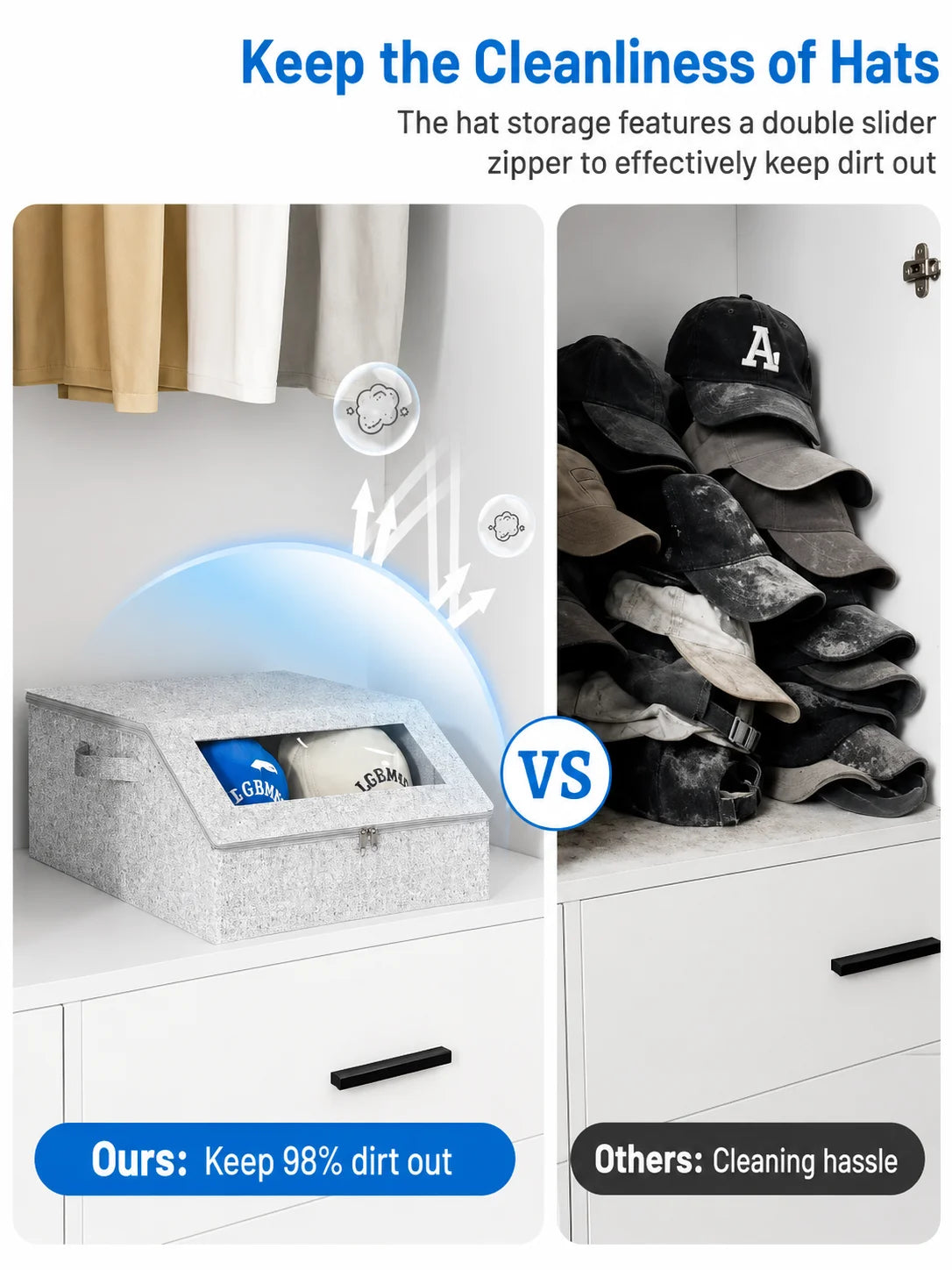 Transparent Baseball Cap Storage Box For Closet And Bedroom