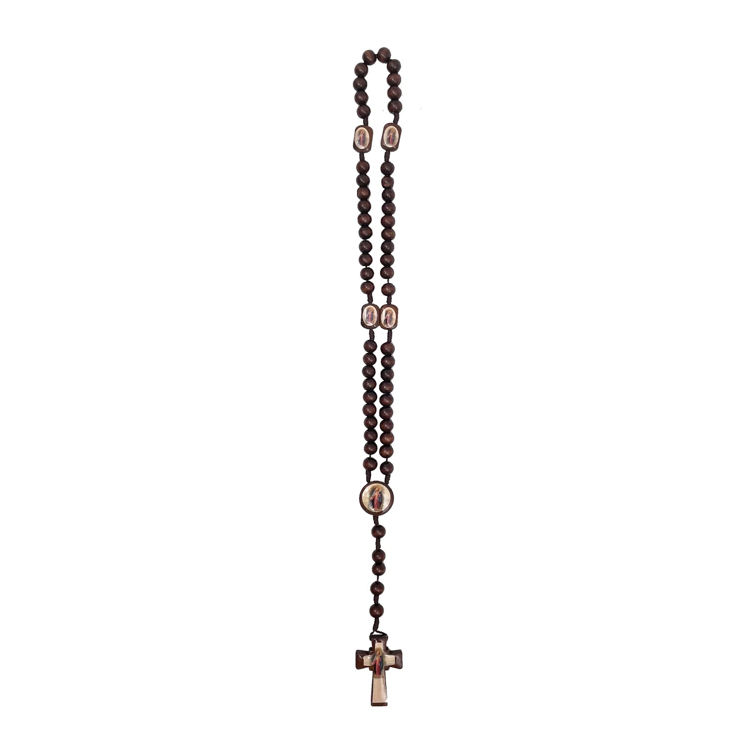 Our Lady Of Guadalupe Wood Rosary Necklace Heart Baptism Gift