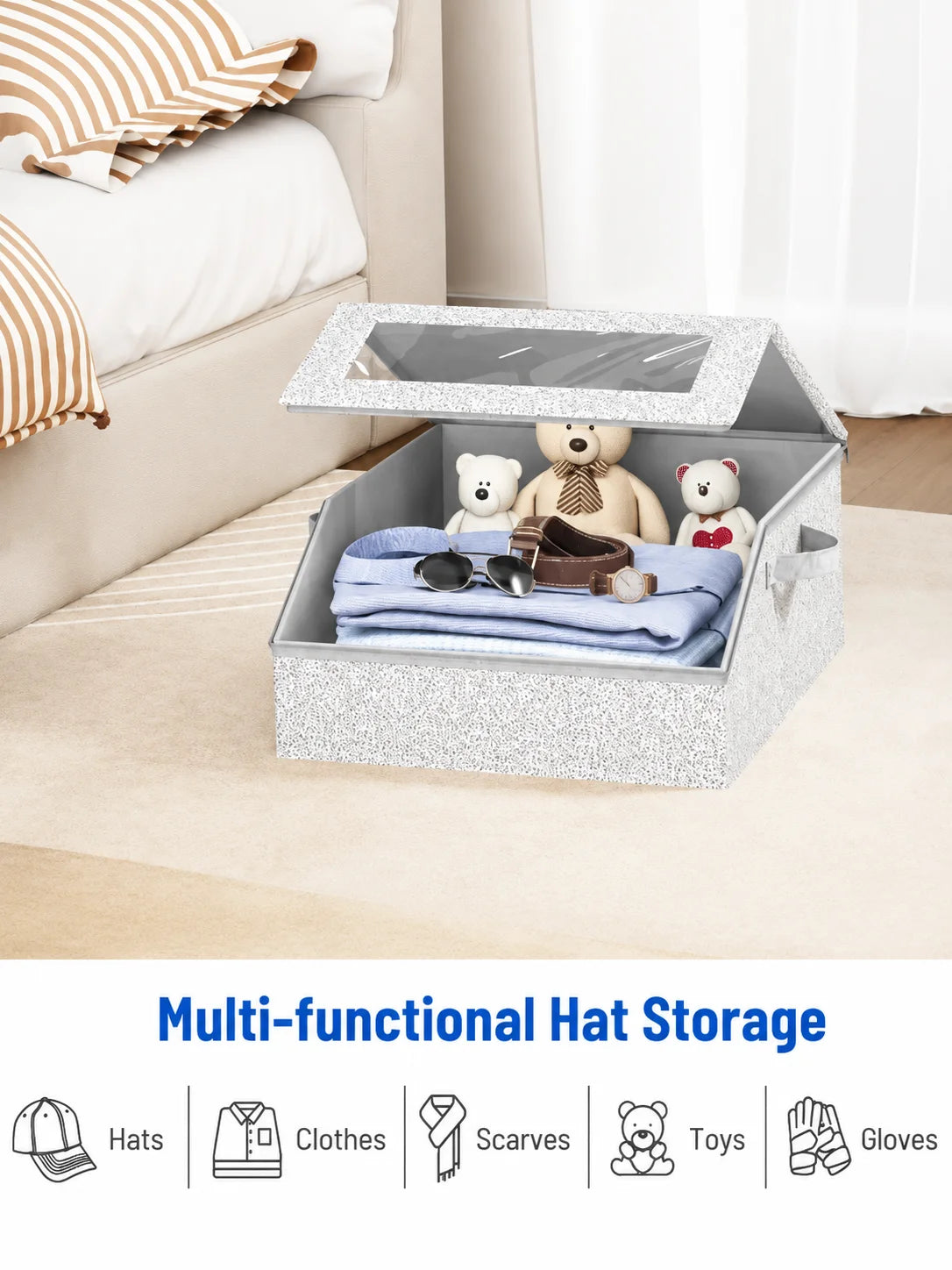 Transparent Baseball Cap Storage Box For Closet And Bedroom