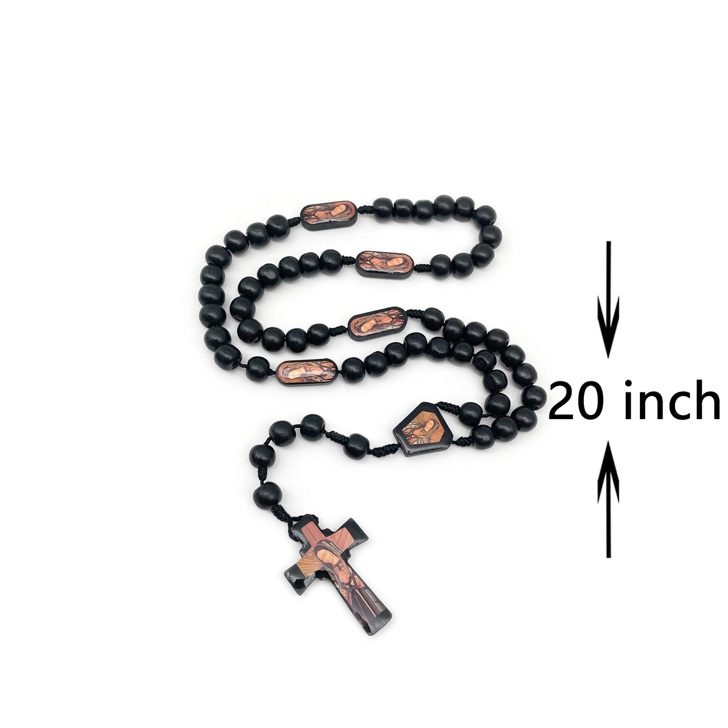 Our Lady Of Guadalupe Rose Scented Wood Bead Rosary Necklace