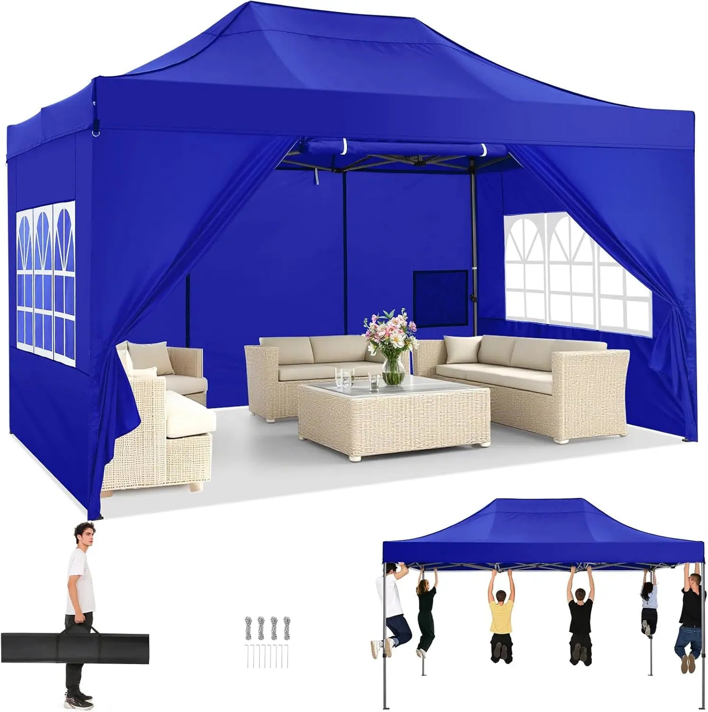 Cobizi Pop Up Canopy Tent With Heavy Duty Waterproof Sidewalls