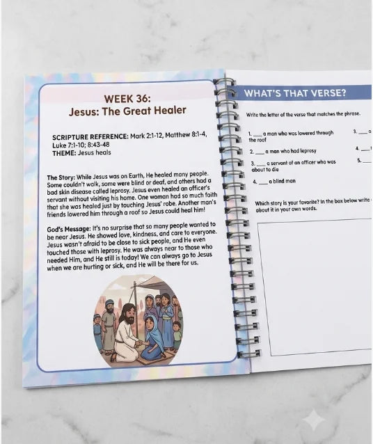 Kids Spiral Bible Study Workbook and Christian Activity Learning Journal