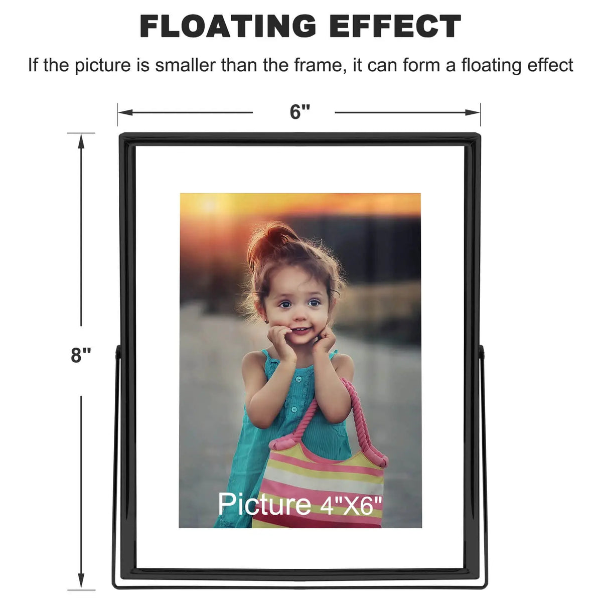 IZIDDO Floating Metal Glass Picture Frame Set for Tabletop Display
