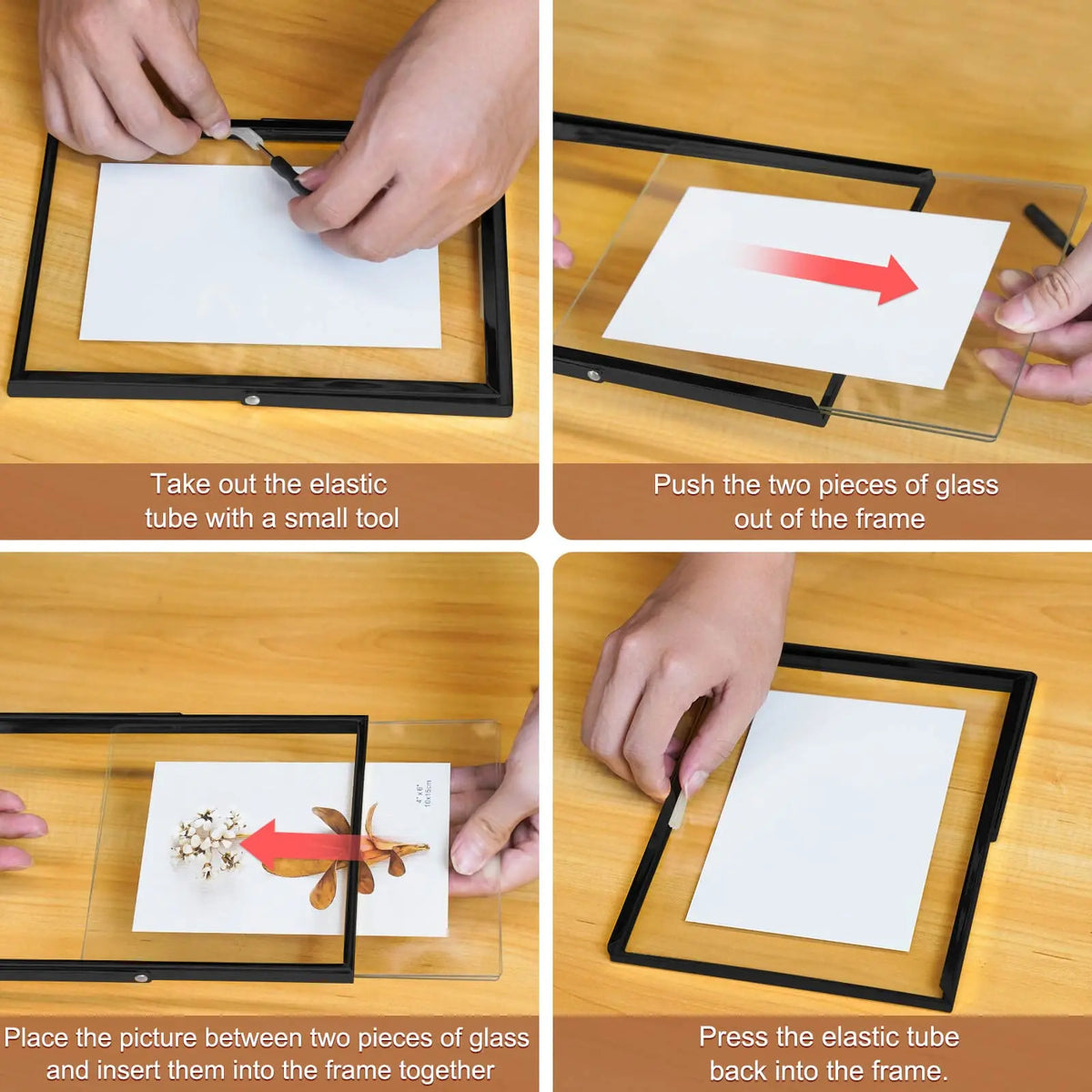 IZIDDO Floating Metal Glass Picture Frame Set for Tabletop Display
