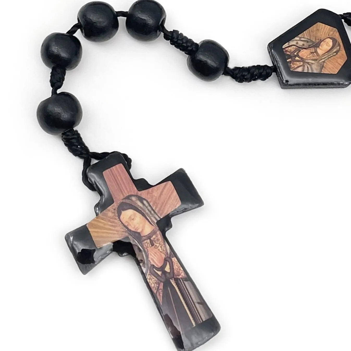 Our Lady Of Guadalupe Rose Scented Wood Bead Rosary Necklace