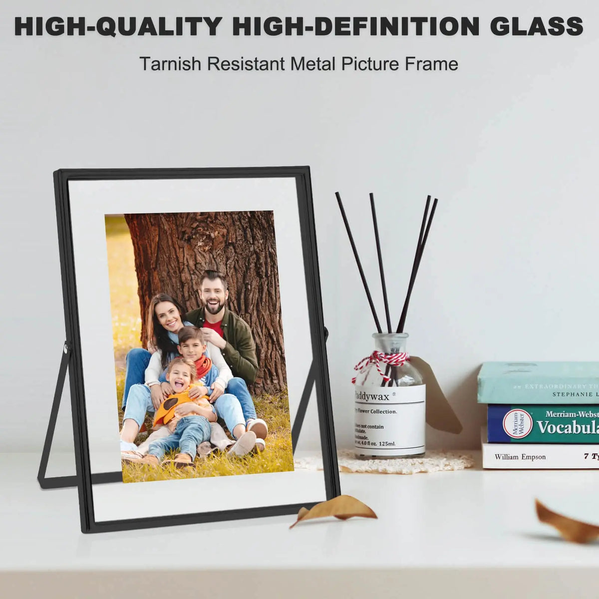 IZIDDO Floating Metal Glass Picture Frame Set for Tabletop Display
