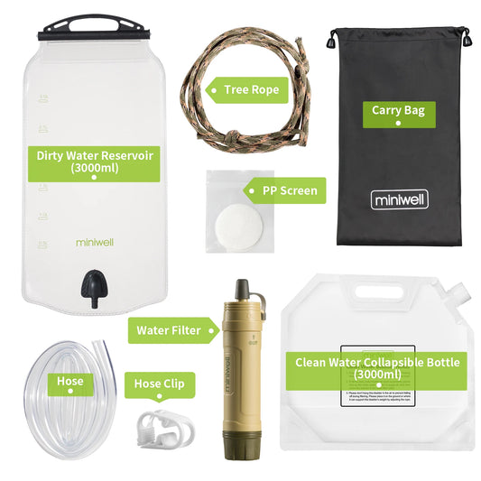 Miniwell Portable Water Filter Straw For Outdoor Camping Hiking Survival