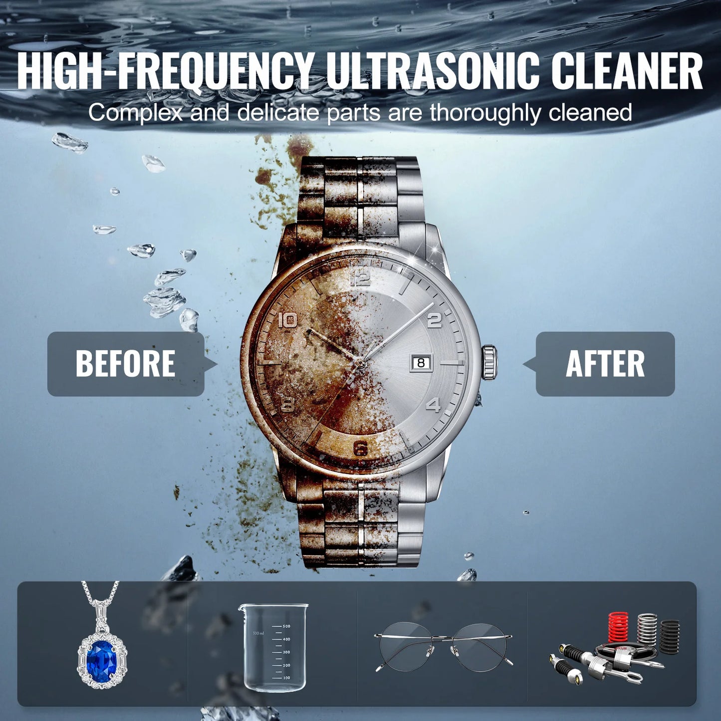 Succebuy Portable Ultrasonic Cleaner With Timer For Dishes