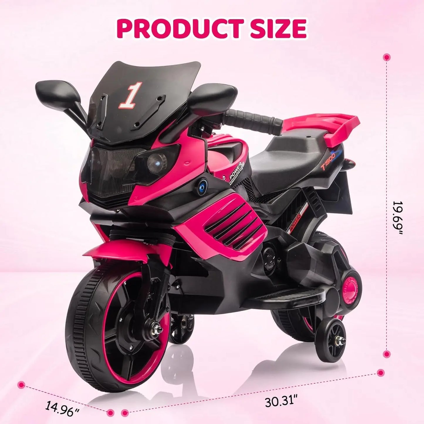 HiMISS Electric Kids Motorcycle With Training Wheels And Headlight