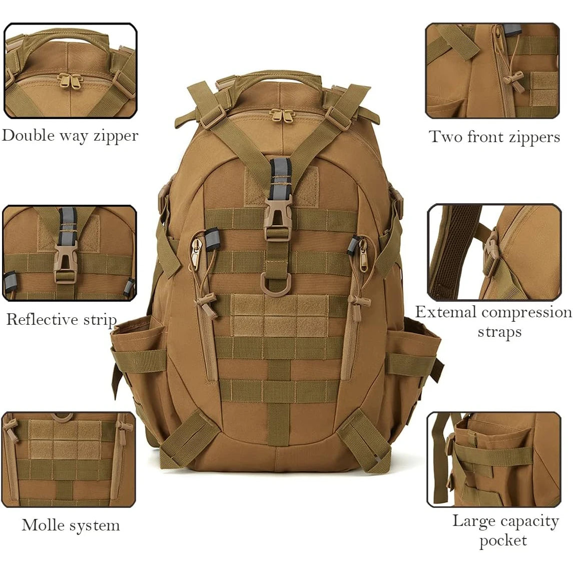 ReFire Gear Tactical Hunting Backpack Molle System And Reflective Strips