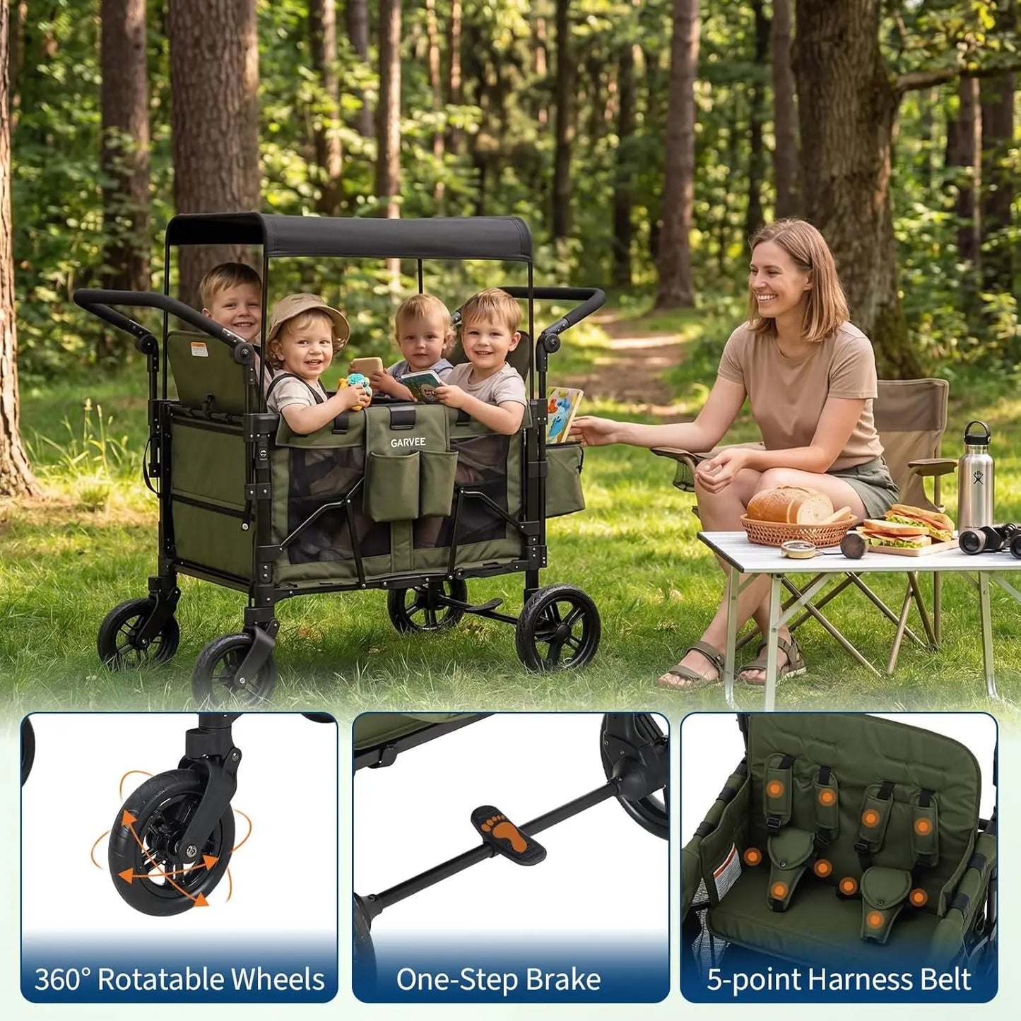HiMiss Premium Four Seater All Terrain Stroller Wagon
