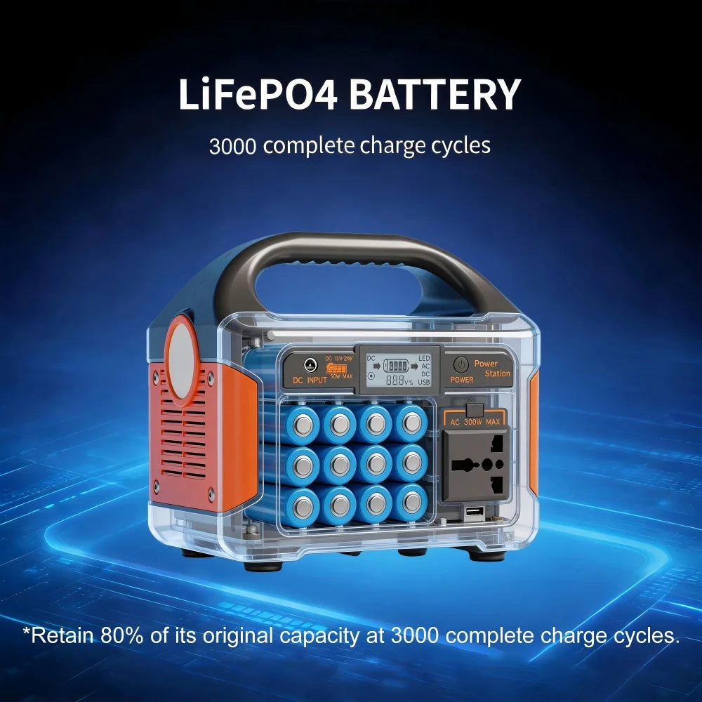 GaiaRay 500W Portable Power Station 460.8Wh LiFePO4 Solar Generator