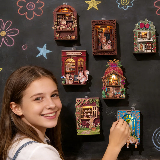 DIY Fridge Magnet Book Nook Kit 3D Animal Puzzle Model