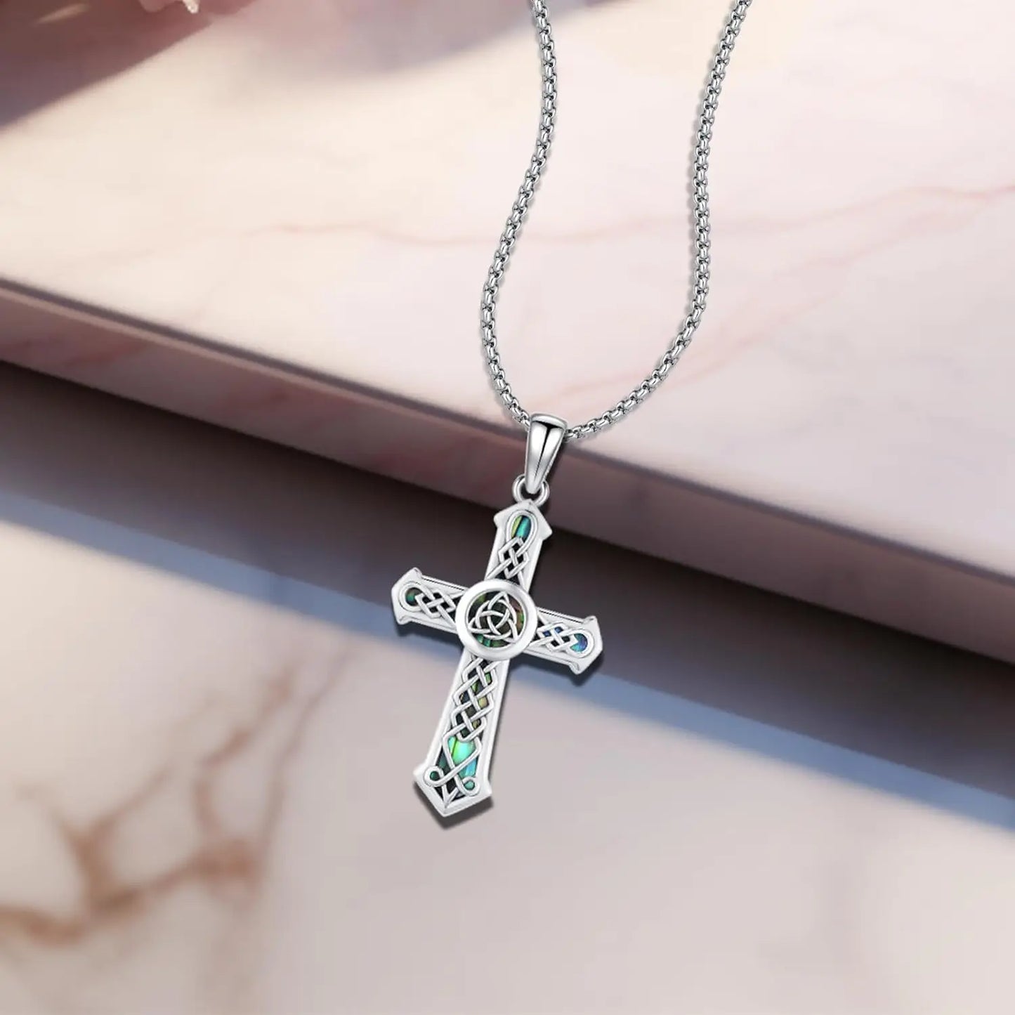 Drinsper 925 Celtic Cross Sterling Silver Pendant Necklace Amulet