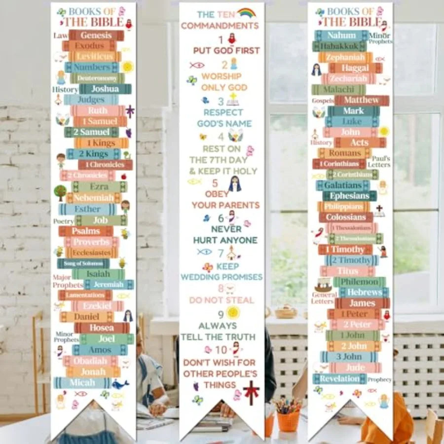 Three Piece Biblical Teaching Banners For Classroom Decor
