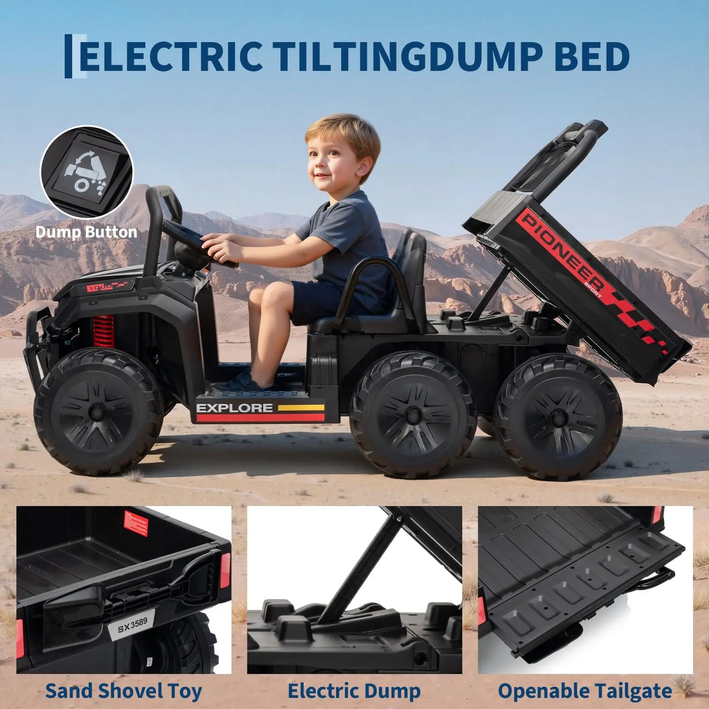 Kids Electric Ride On Dump Truck With Parental Remote