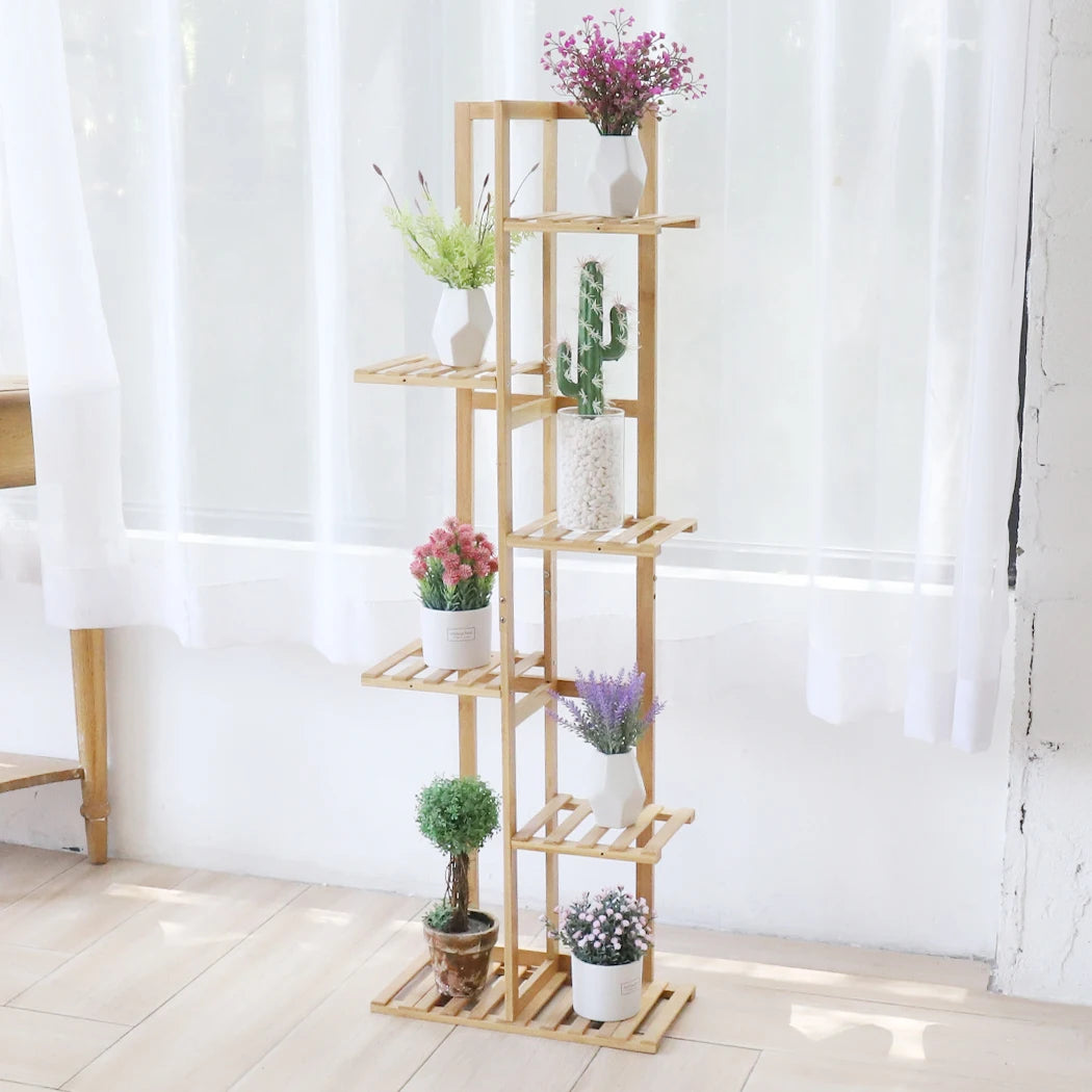 Wisfor Bamboo Corner Plant Stand Rack With Multiple Flower Shelves
