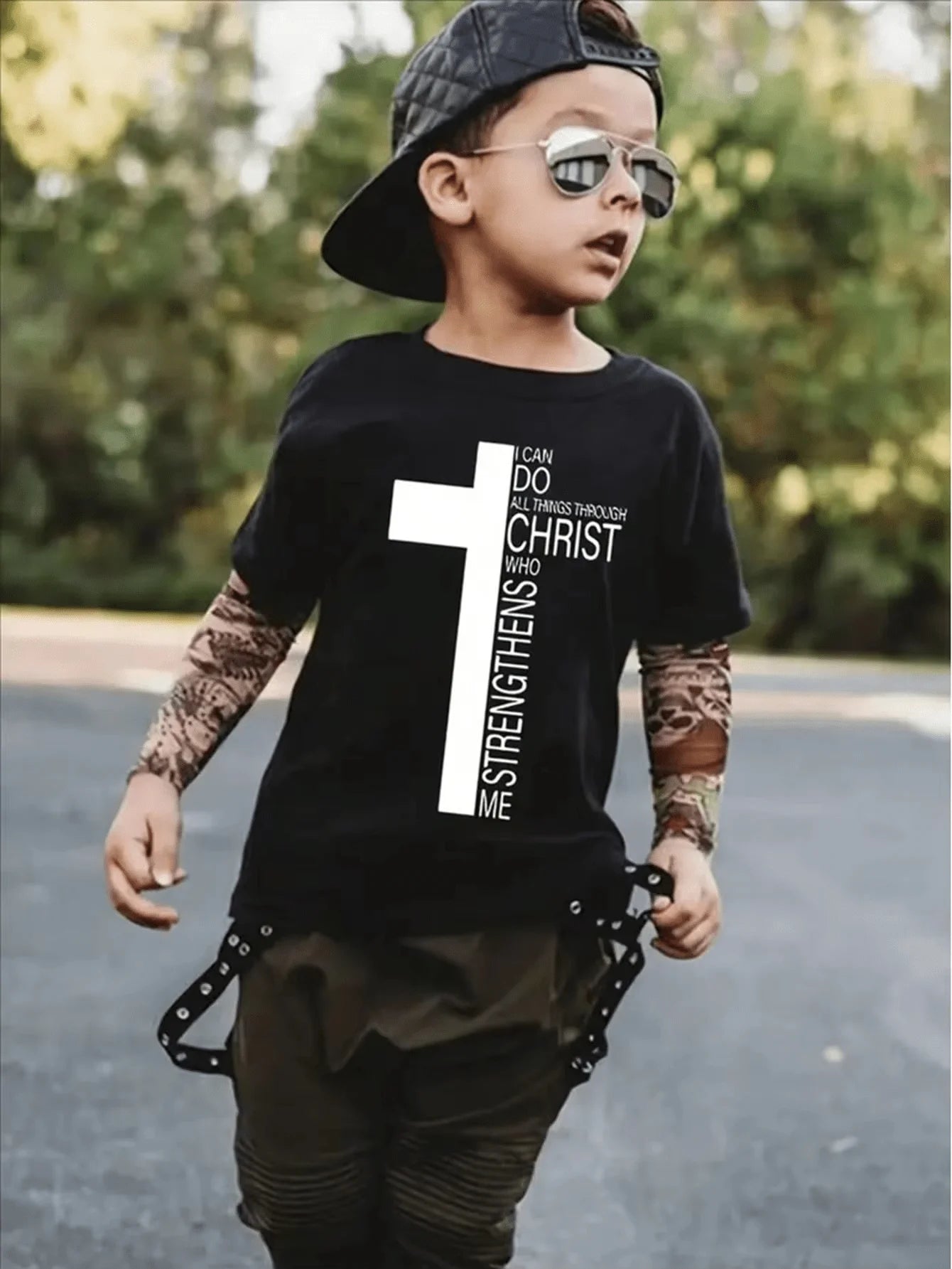 Unisex Cotton Family Matching T Shirt With Cross Scripture