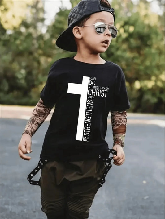 Unisex Cotton Family Matching T Shirt With Cross Scripture