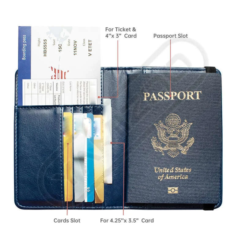 Compact RFID Blocking PU Leather Passport Holder Wallet For Secure IDs