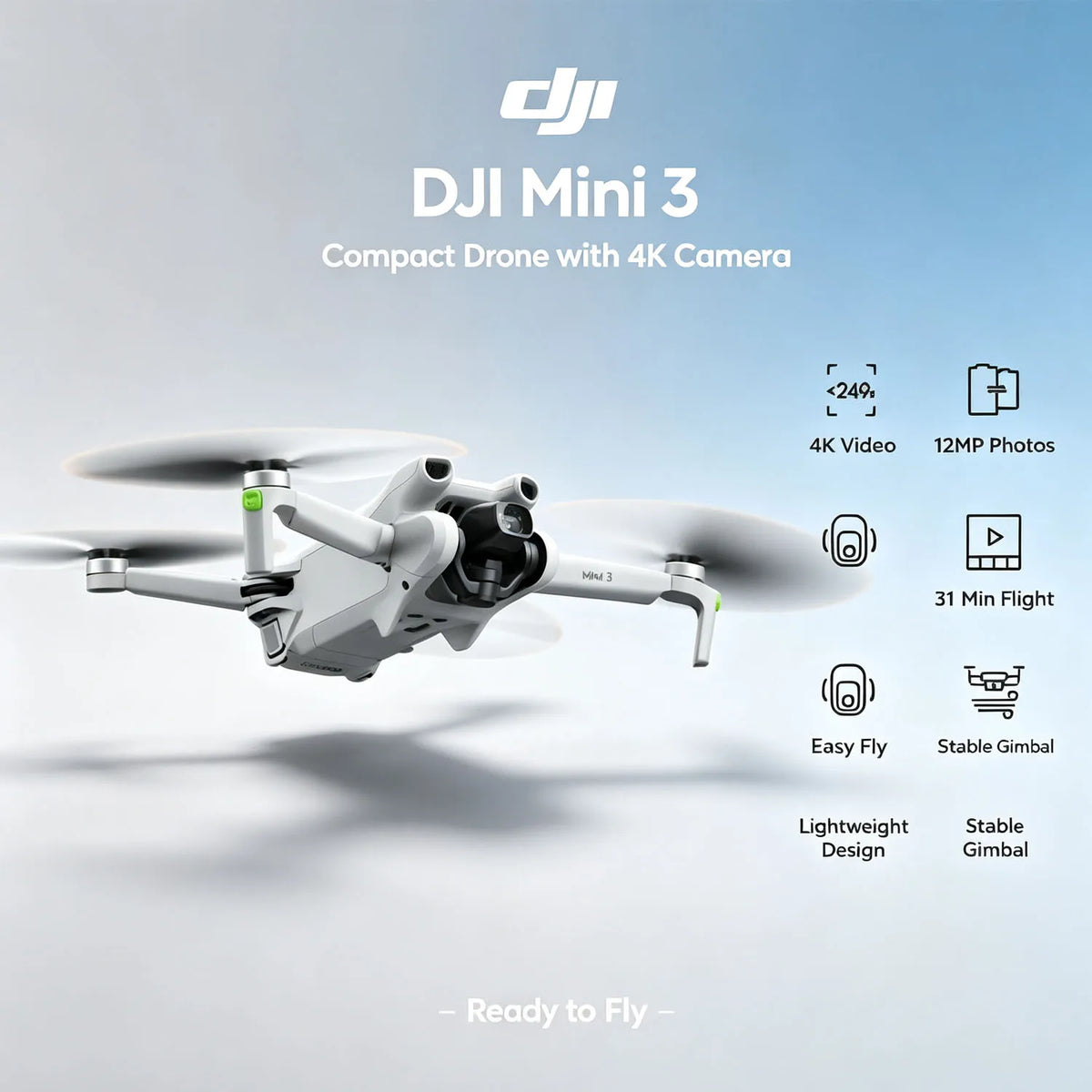 DJI Mini 3 Drone Featuring Professional Grade 4K Camera Module
