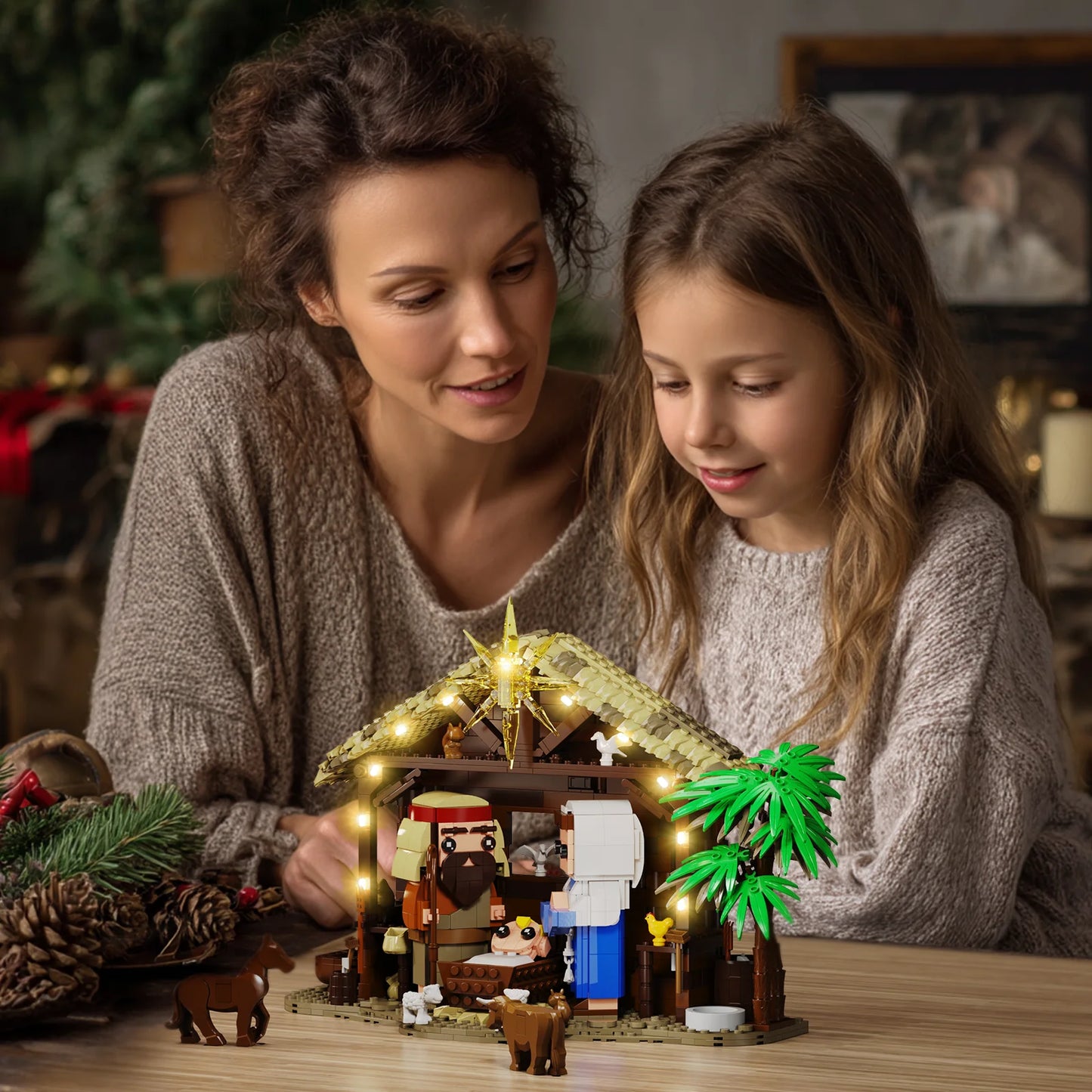 Jesus Nativity Building Block Set With Animal Figures Model