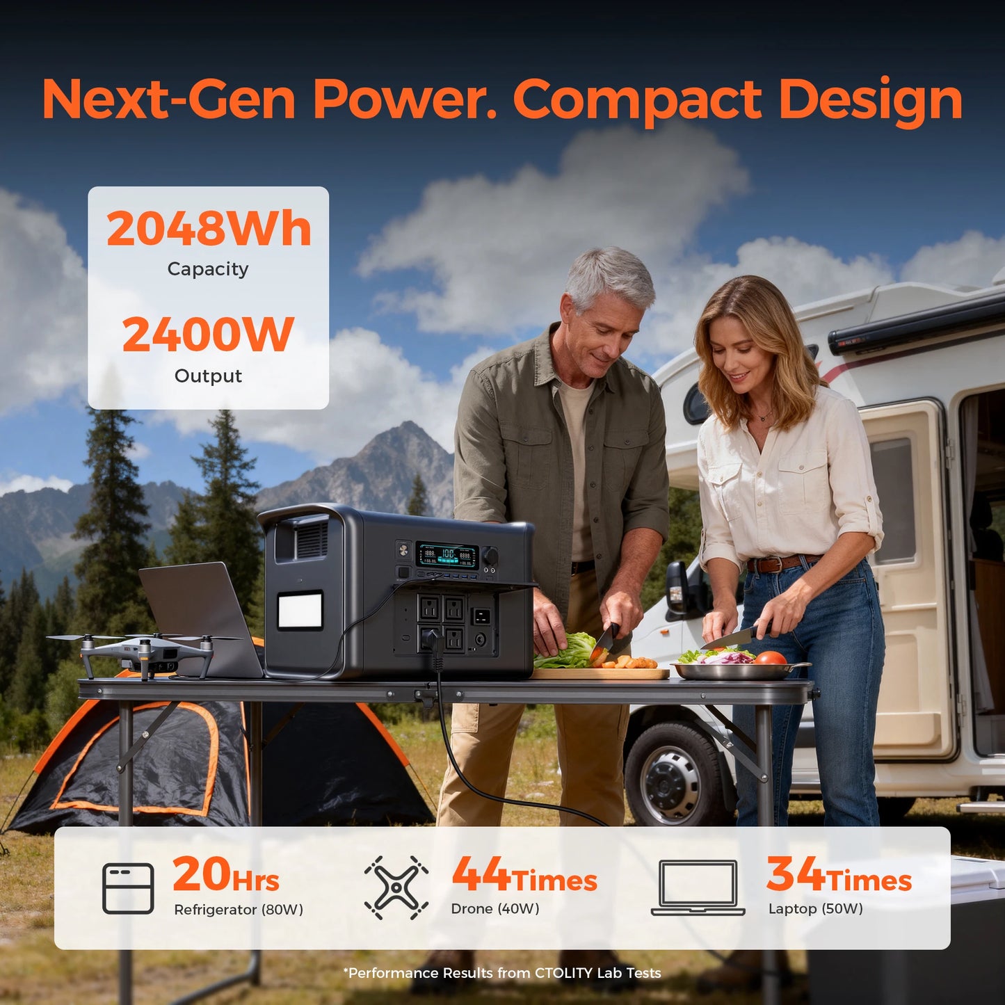 Ctolity 2400W Portable Power Station Solar Generator System