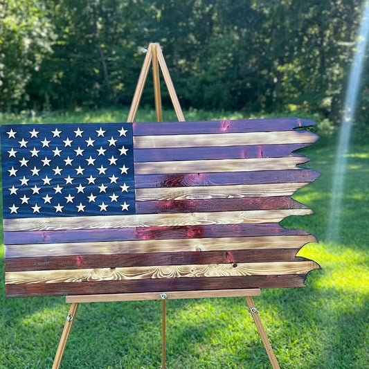 American Wavy Flag Wooden Independence Day Home Decoration