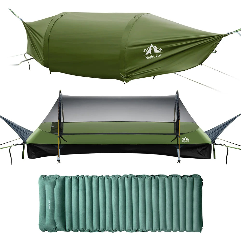 Night Cat Waterproof Camping Hammock With Mosquito Net And Rainfly