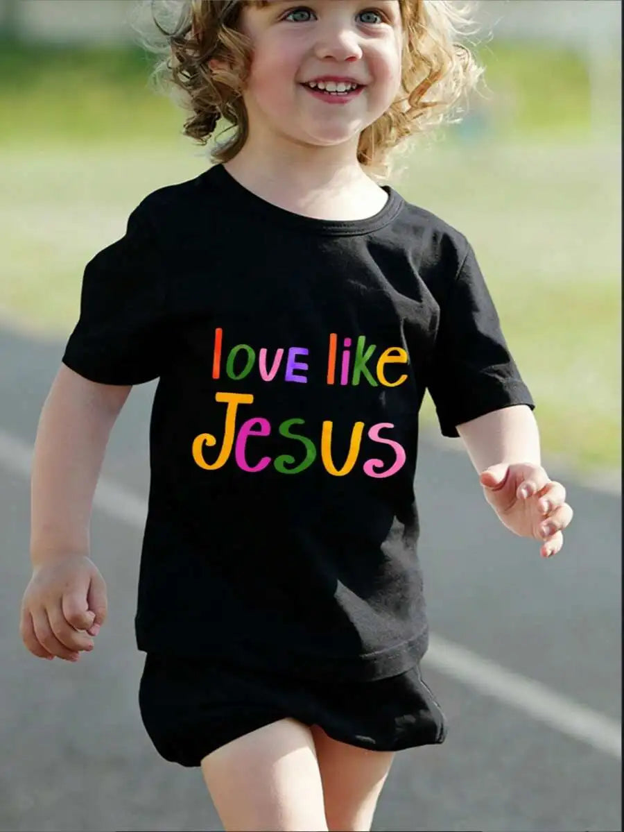 Unisex Cotton Love Like Jesus Text Design Casual Shirt