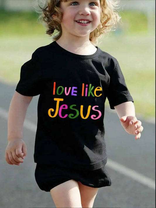 Unisex Cotton Love Like Jesus Text Design Casual Shirt