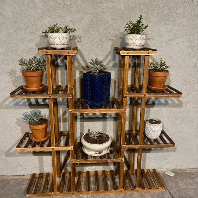 Wisfor Wooden Multi Tier Plant Shelf Flower Pot Display Stand