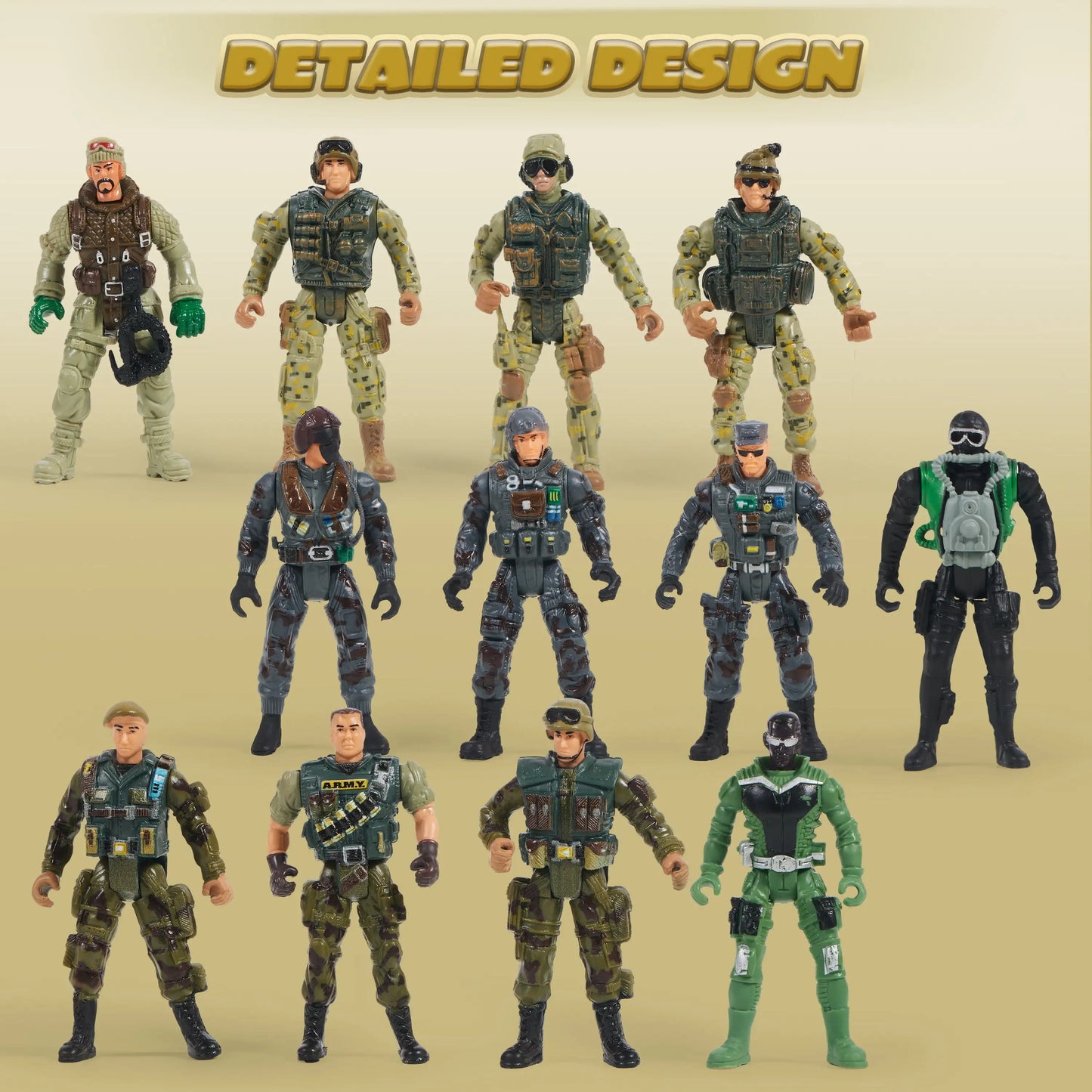 Joyfy Military Toy Soldiers Playset With SWAT Weapon Accessories