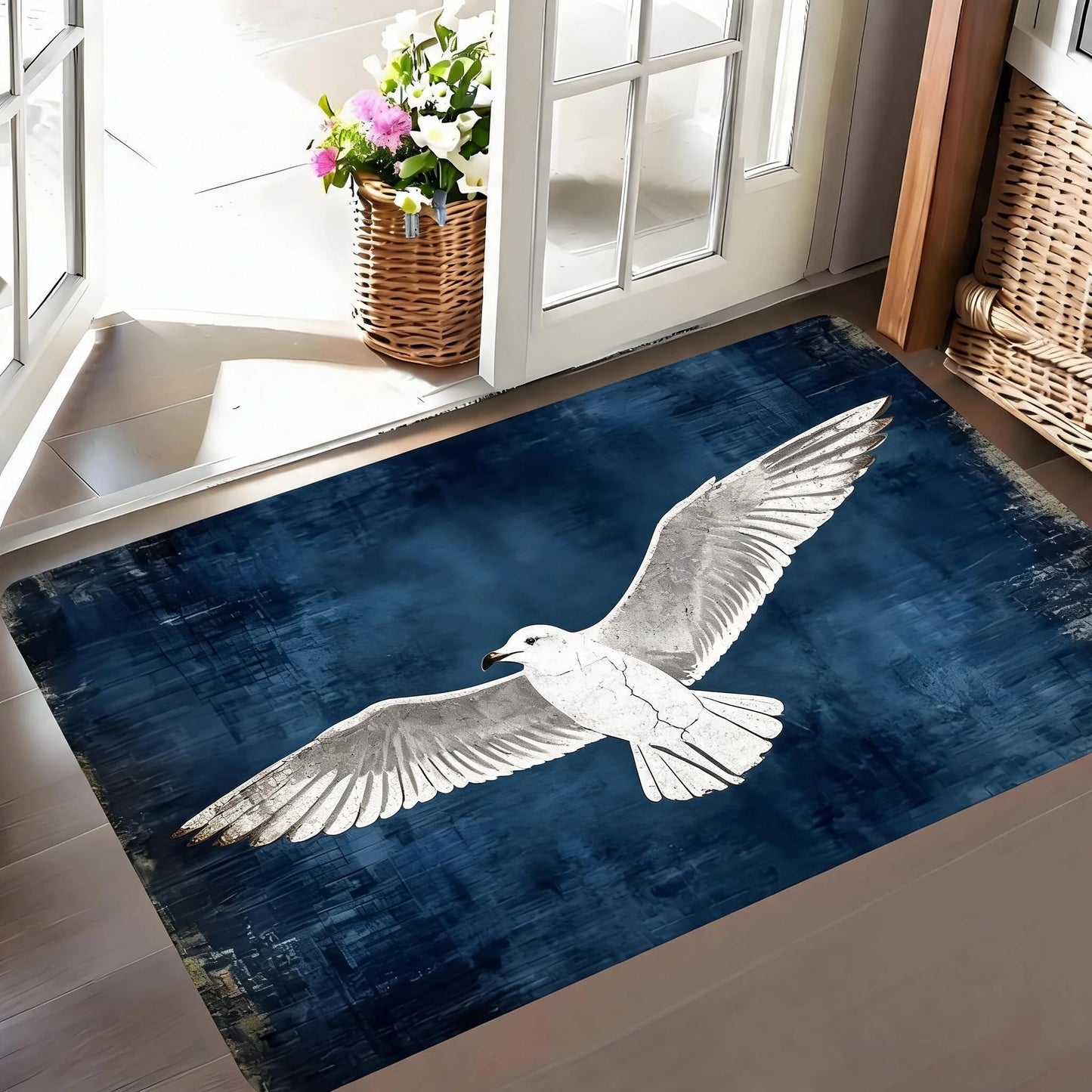 Waterproof Anti Slip Nautical Compass Pattern Door Mat