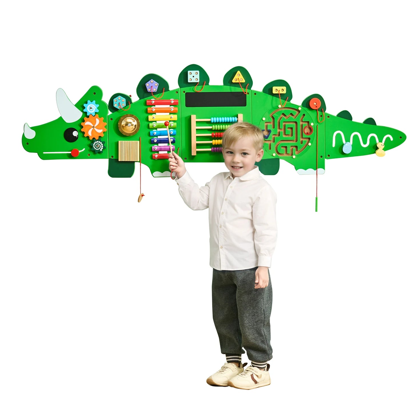 Succebuy Montessori Dinosaur Busy Wall Board 11 Activity Panels For Toddlers