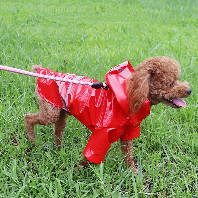 PU Waterproof Pet Raincoat With Hood For Dogs And Puppies