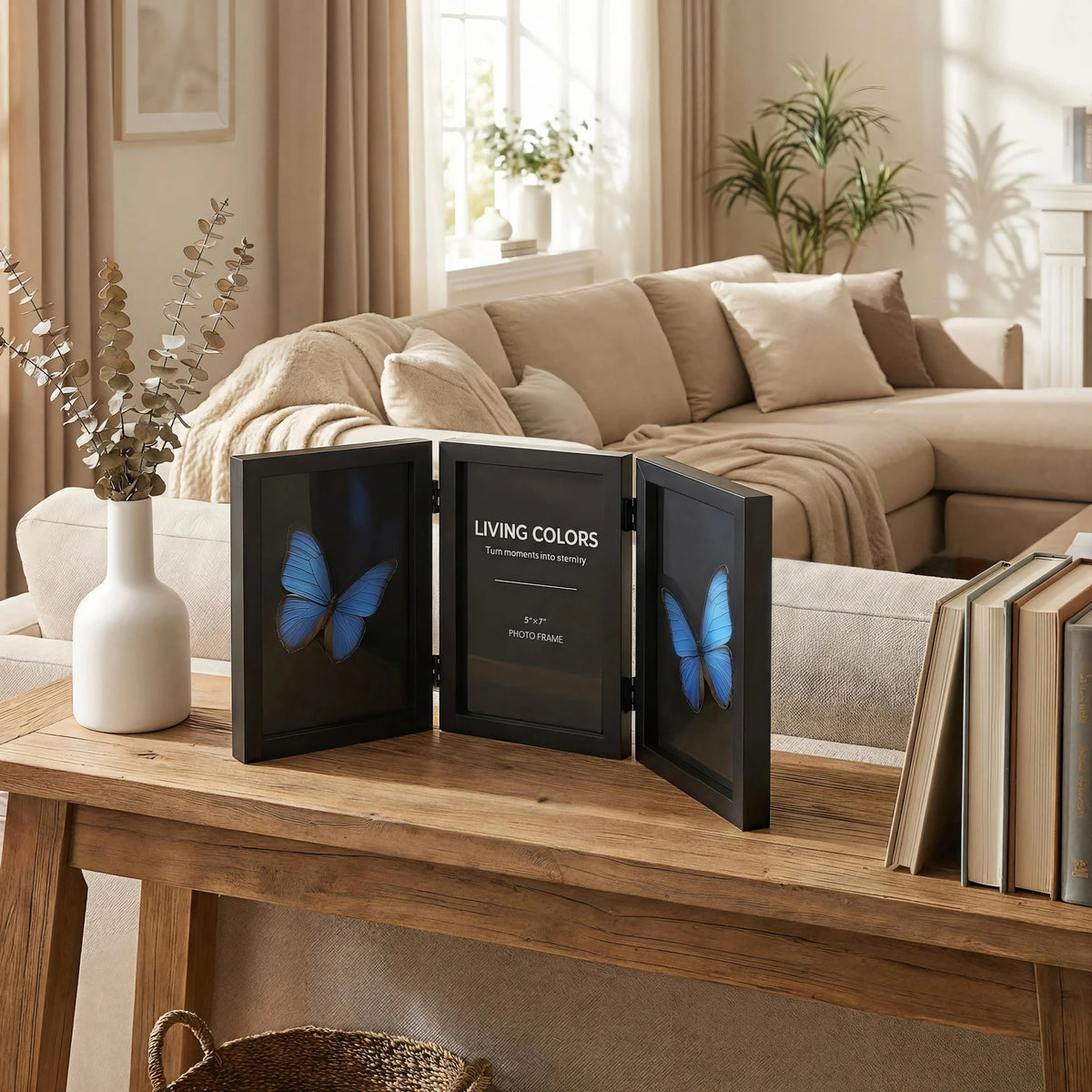 Hinged Foldable Picture Frame for Family Photo Displays