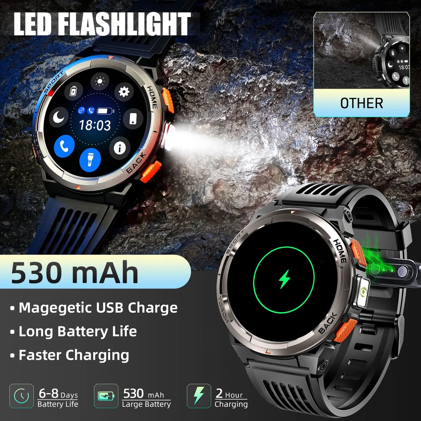 EIGIIS KE5 Smart Watch Featuring Compass Barometer Waterproof Sports Design