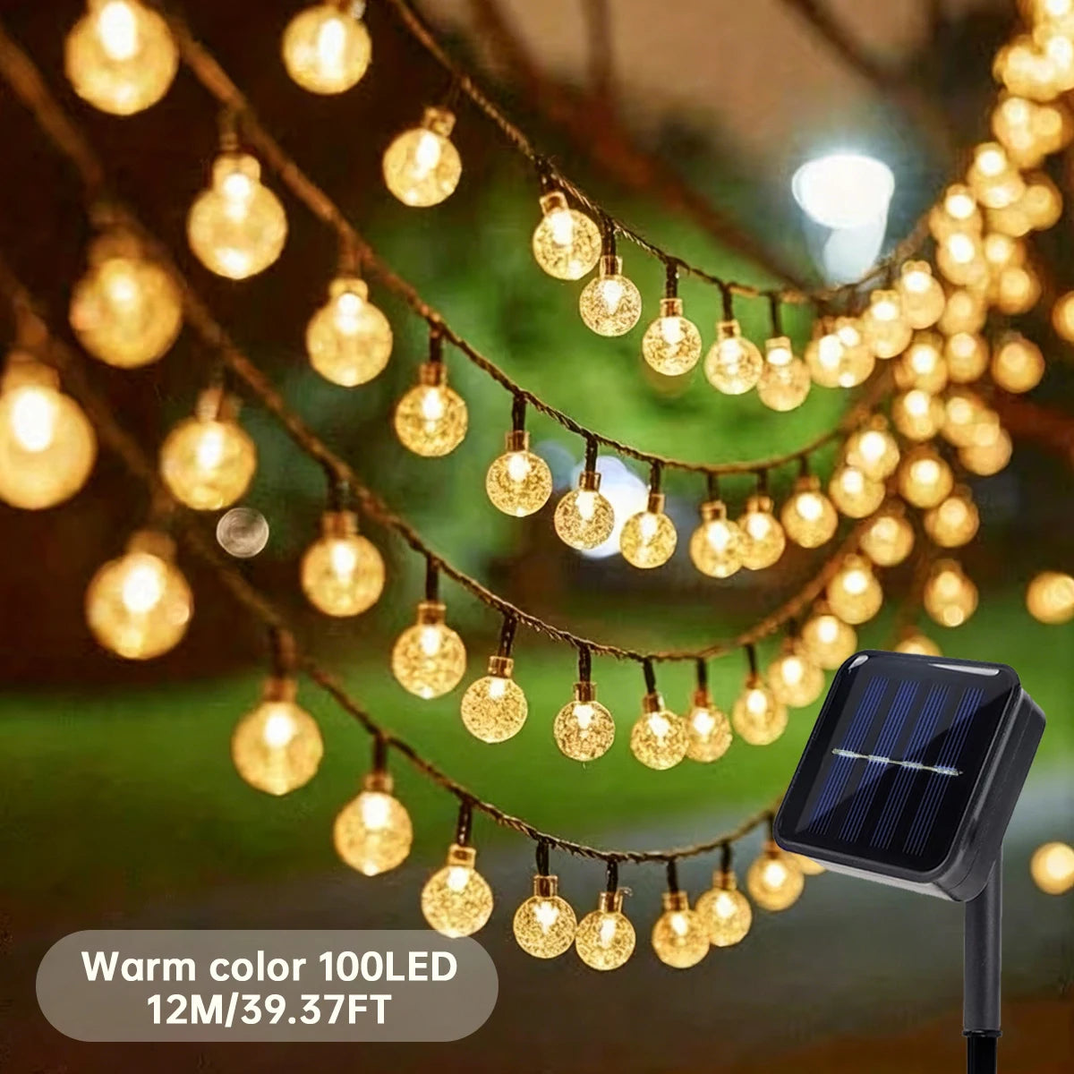 Solar Powered 100 LED Bubble Ball Outdoor String Lights Decor