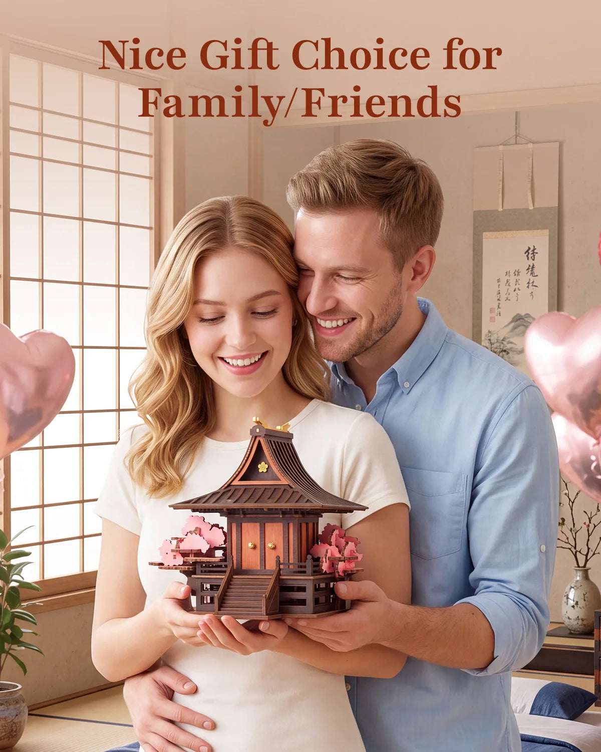 ROKR Sakura Retreat Wooden Book Nook DIY Craft Puzzle Kit